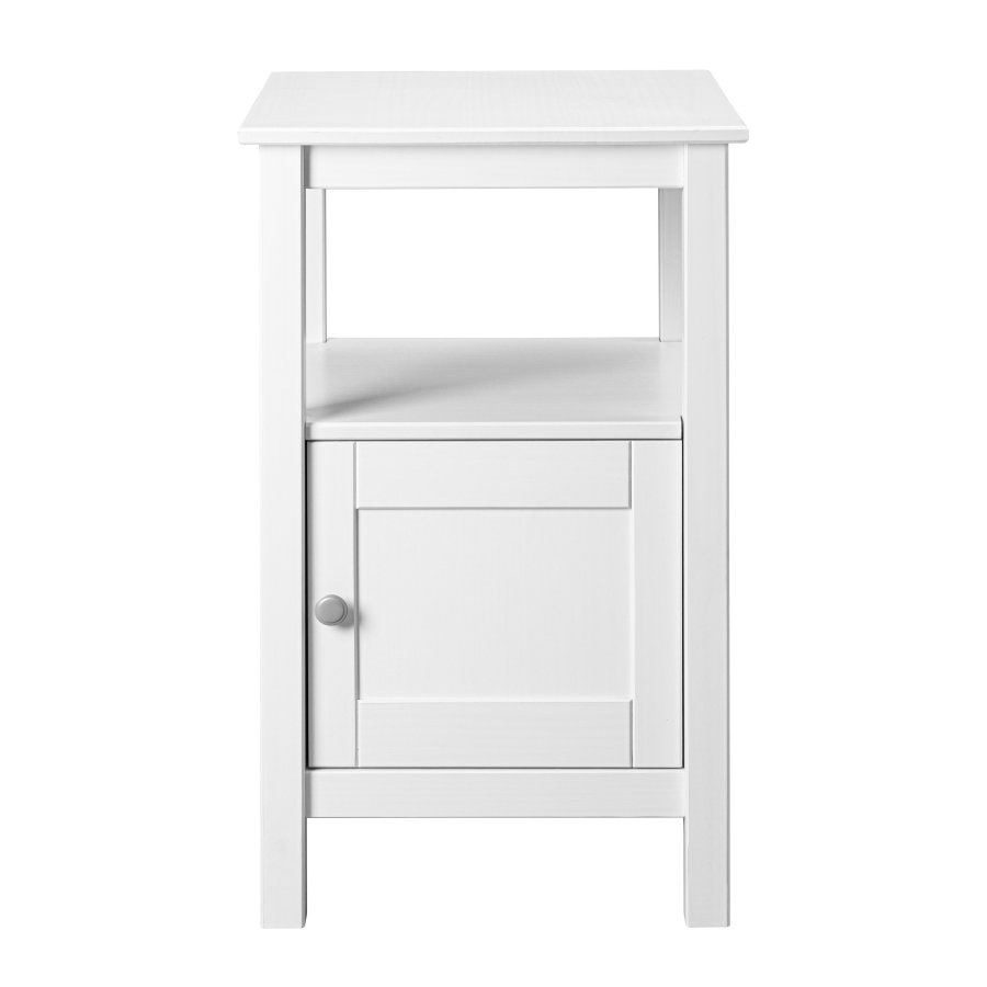 NORDIC LIVING COLLECTION  F�rvaringsbord i massiv furu med 1 d�rr och 1 hyllplan, vitlackerat, totalm�tt 45 x 45 x 76 cm.