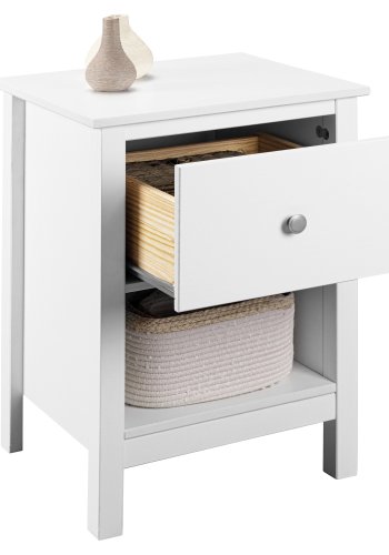NORDIC LIVING COLLECTION Chilly Home natbord, m. 1 �bent rum og 1 skuffe - hvid fyrretr� (47x40)