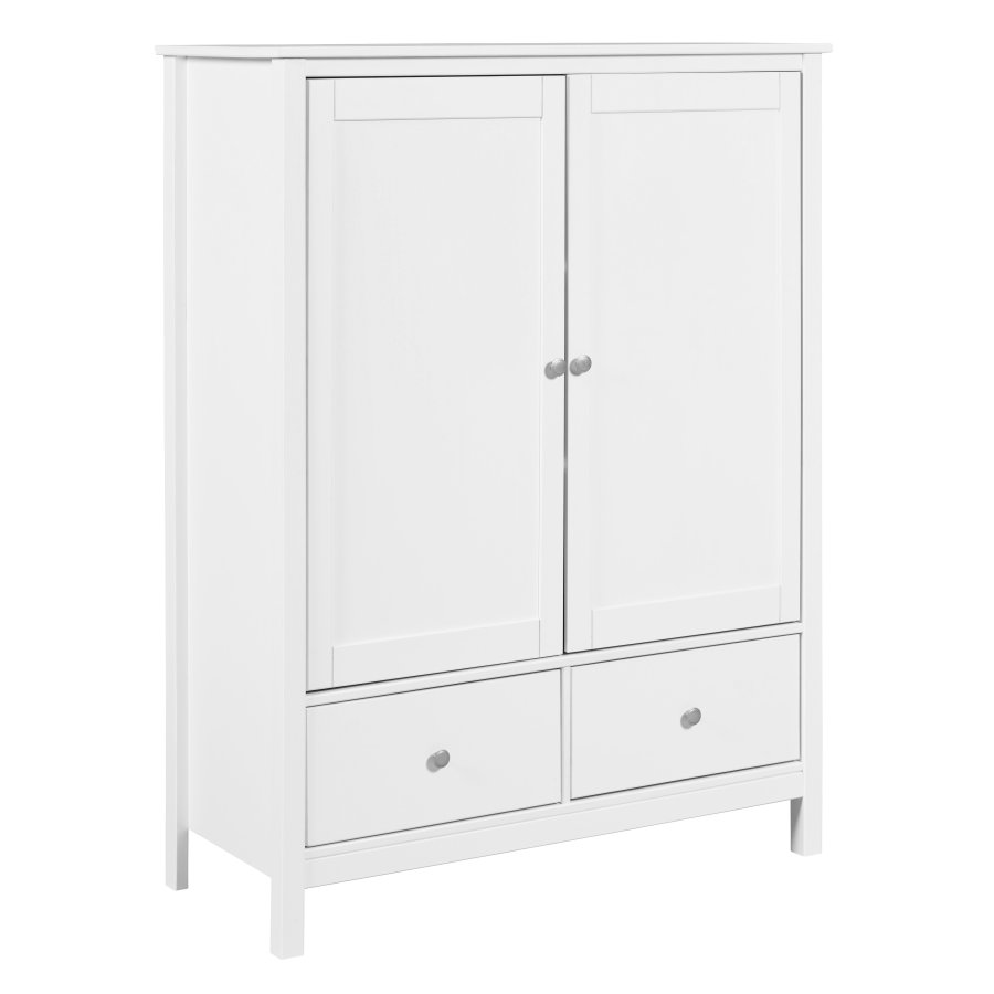 NORDIC LIVING COLLECTION Byr� i massiv furu med 2 l�dor och 2 d�rrar, vitlackerad, totalm�tt 107 x 45 x 140 cm.