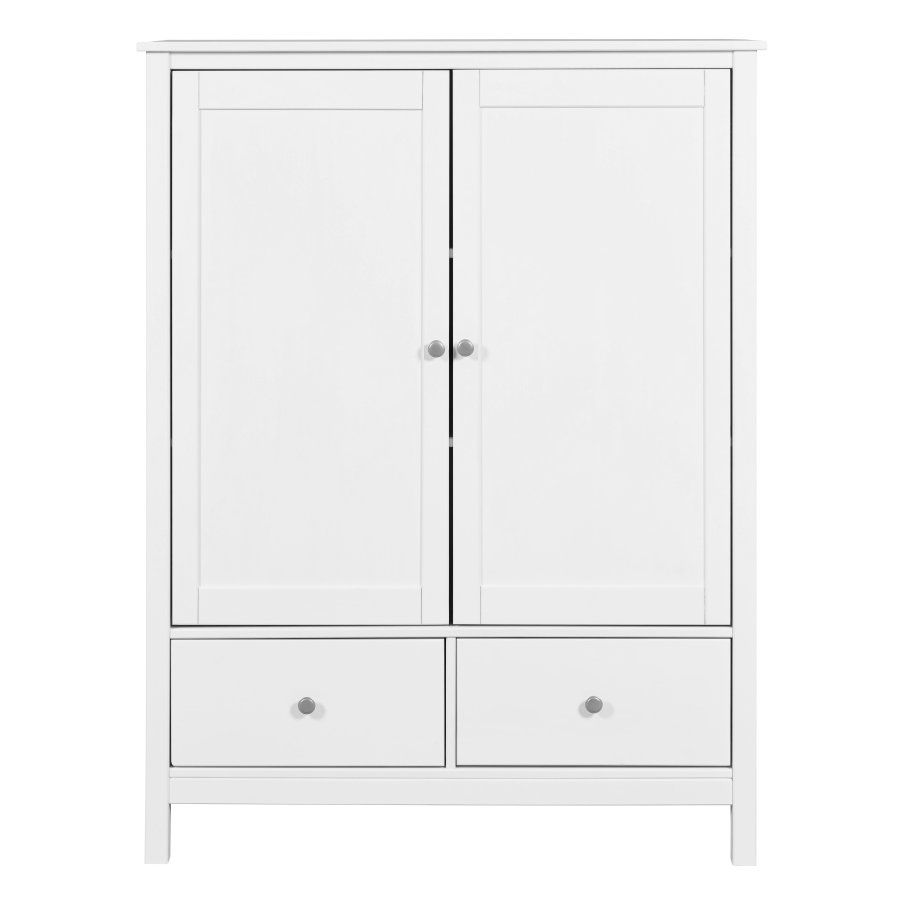 NORDIC LIVING COLLECTION Byr� i massiv furu med 2 l�dor och 2 d�rrar, vitlackerad, totalm�tt 107 x 45 x 140 cm.