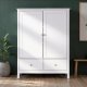 NORDIC LIVING COLLECTION Byr� i massiv furu med 2 l�dor och 2 d�rrar, vitlackerad, totalm�tt 107 x 45 x 140 cm.