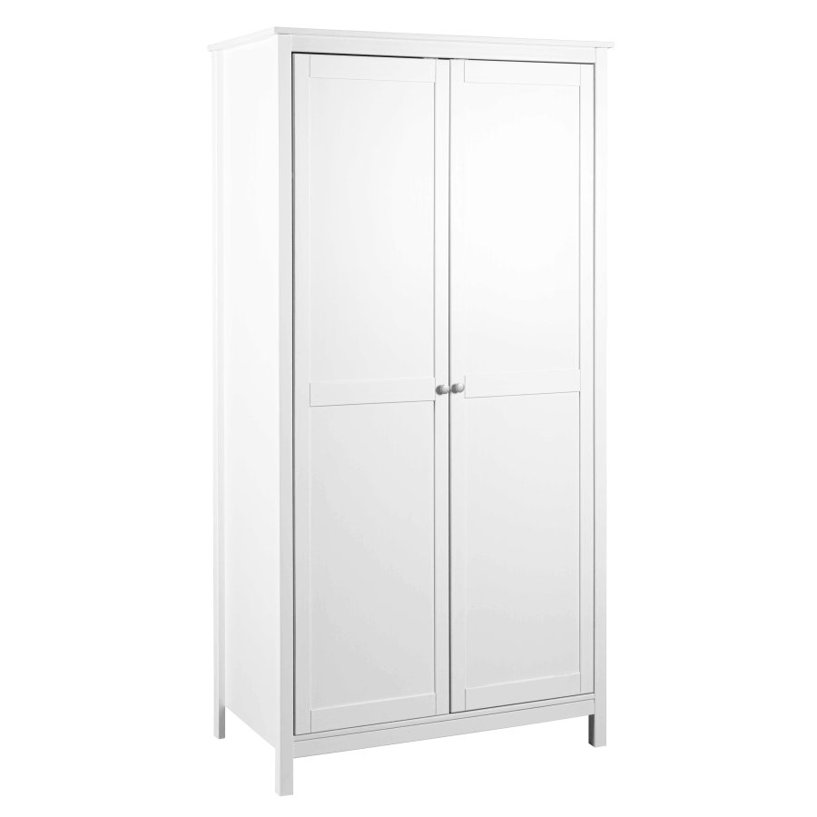 NORDIC LIVING COLLECTION Garderob i massiv furu med 2 d�rrar, vitlackerad, totalm�tt 106 x 60 x 210 cm.