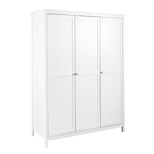 NORDIC LIVING COLLECTION  Garderob i massiv furu med 3 d�rrar, vitlackerad, totalm�tt 155 x 60 x 210 cm.