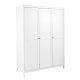 NORDIC LIVING COLLECTION  Garderob i massiv furu med 3 d�rrar, vitlackerad, totalm�tt 155 x 60 x 210 cm.