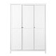 NORDIC LIVING COLLECTION  Garderob i massiv furu med 3 d�rrar, vitlackerad, totalm�tt 155 x 60 x 210 cm.