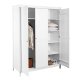 NORDIC LIVING COLLECTION  Garderob i massiv furu med 3 d�rrar, vitlackerad, totalm�tt 155 x 60 x 210 cm.