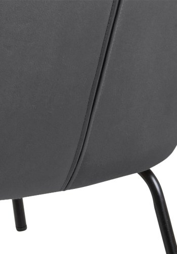 ACT NORDIC Melissa Loungesessel, mit Armlehnen – dunkelgraues Polyester und schwarzes Metall