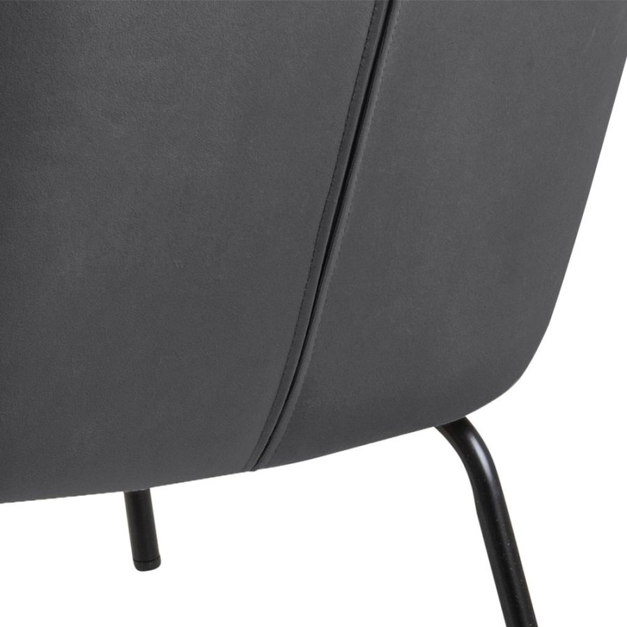 ACT NORDIC Melissa Loungesessel, mit Armlehnen – dunkelgraues Polyester und schwarzes Metall