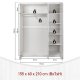 NORDIC LIVING COLLECTION  Garderob i massiv furu med 3 d�rrar, vitlackerad, totalm�tt 155 x 60 x 210 cm.