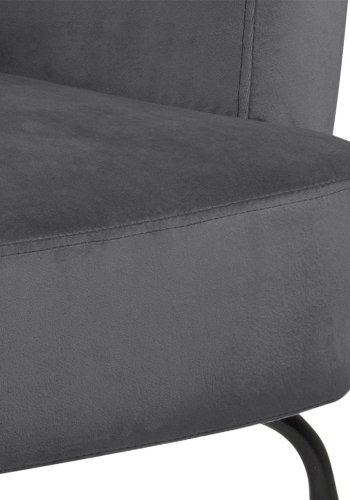 ACT NORDIC Melissa Loungesessel, mit Armlehnen – dunkelgraues Polyester und schwarzes Metall