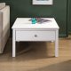NORDIC LIVING COLLECTION Soffbord i massiv furu med 1 l�da, vitlackerad. Totalm�tt 70 x 70 x 57 cm.
