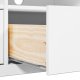 NORDIC LIVING COLLECTION  TV-sk�p i massiv furu med 3 l�dor och 3 hyllplan, vitlackerad. Totalm�tt: 160 x 45 x 57 cm.