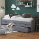 NORDIC LIVING COLLECTION Lena funksjonsseng 90x200 i heltre i gr� lakk med 3 skuffer og ekstra soveplass inkludert lamellbunn