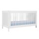 NORDIC LIVING COLLECTION Baila vit barns�ng med h�jdjusterbar ribbotten (3 niv�er), fallskydd och 3 avtagbara f�rl�ngningsst�nger
