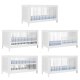 NORDIC LIVING COLLECTION Baila vit barns�ng med h�jdjusterbar ribbotten (3 niv�er), fallskydd och 3 avtagbara f�rl�ngningsst�nger