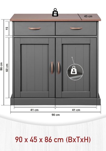 NORDIC LIVING COLLECTION Luzerna 3.1 byr� i gr� sepia med 2 d�rrar och 2 l�dor