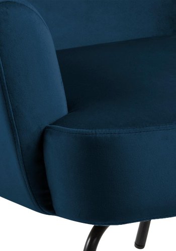ACT NORDIC Melissa Loungesessel, mit Armlehnen – marineblaues Polyester und schwarzes Metall