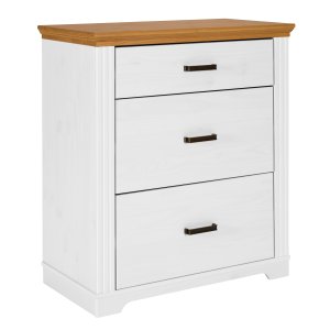 NORDIC LIVING COLLECTION Maluno kommode med 3 skuffer laget av heltre og malt hvit