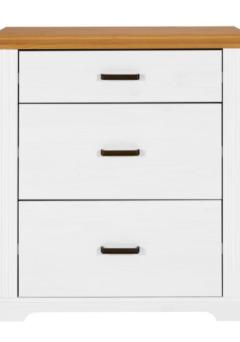NORDIC LIVING COLLECTION Maluno kommode med 3 skuffer laget av heltre og malt hvit