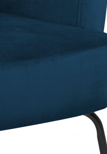ACT NORDIC Melissa Loungesessel, mit Armlehnen – marineblaues Polyester und schwarzes Metall