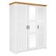 NORDIC LIVING COLLECTION Maluno garderob med 3 d�rrar och spegel, tillverkad av massivt tr�, vitm�lad