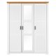 NORDIC LIVING COLLECTION Maluno garderob med 3 d�rrar och spegel, tillverkad av massivt tr�, vitm�lad