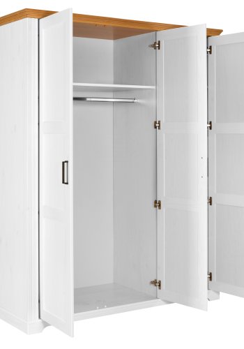 NORDIC LIVING COLLECTION Maluno garderob med 3 d�rrar och spegel, tillverkad av massivt tr�, vitm�lad