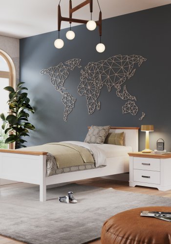 NORDIC LIVING COLLECTION Maluno garderob med 3 d�rrar och spegel, tillverkad av massivt tr�, vitm�lad