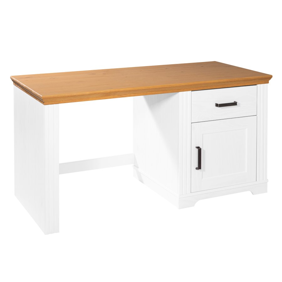 NORDIC LIVING COLLECTION Maluno skrivbord med 1 d&ouml;rr och 1 l�da tillverkat av massivt tr&auml;, vitlackerat