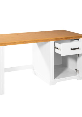 NORDIC LIVING COLLECTION Maluno skrivbord med 1 d&ouml;rr och 1 l�da tillverkat av massivt tr&auml;, vitlackerat