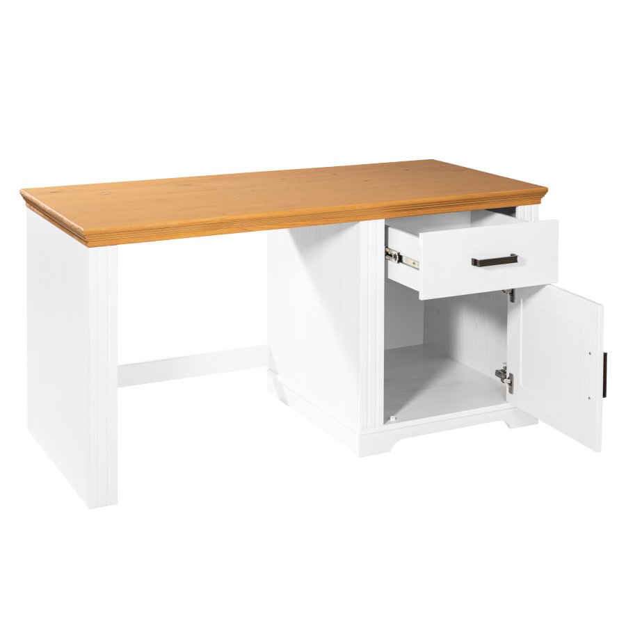 NORDIC LIVING COLLECTION Maluno skrivbord med 1 d&ouml;rr och 1 l�da tillverkat av massivt tr&auml;, vitlackerat