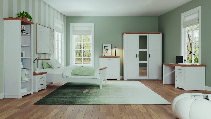 NORDIC LIVING COLLECTION Maluno skrivbord med 1 d&ouml;rr och 1 l�da tillverkat av massivt tr&auml;, vitlackerat
