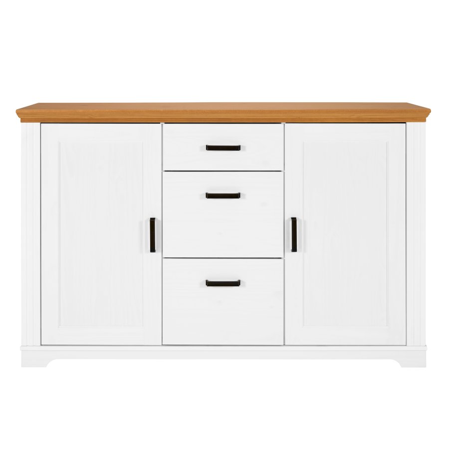 NORDIC LIVING COLLECTION Maluno kommode med 2 d�rer og 3 skuffer i heltre, hvitlakkert