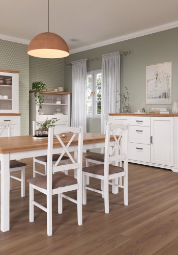 NORDIC LIVING COLLECTION Maluno kommode med 2 d�rer og 3 skuffer i heltre, hvitlakkert