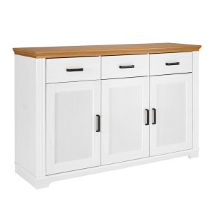 NORDIC LIVING COLLECTION Maluno kommode med 3 d�rer og 3 skuffer i heltre, hvitlakkert
