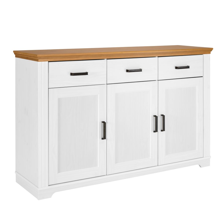 NORDIC LIVING COLLECTION Maluno kommode med 3 d�rer og 3 skuffer i heltre, hvitlakkert