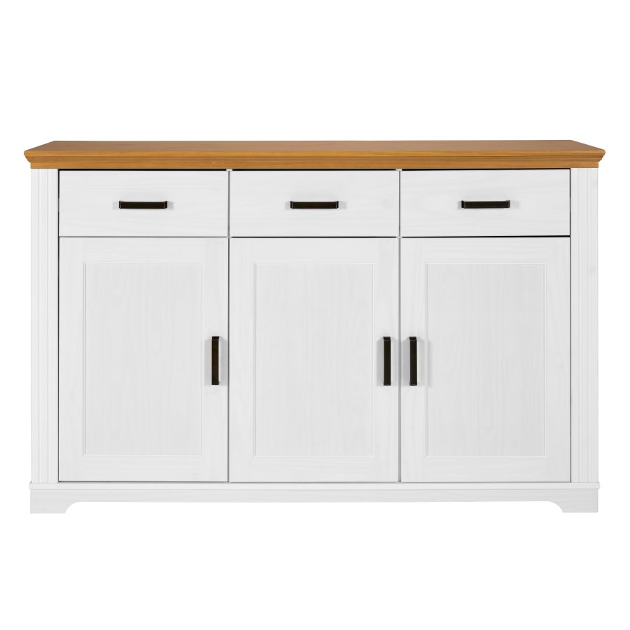 NORDIC LIVING COLLECTION Maluno kommode med 3 d�rer og 3 skuffer i heltre, hvitlakkert
