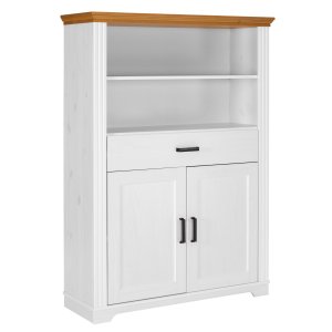 NORDIC LIVING COLLECTION Maluno vitrineskap med 2 d�rer og 1 skuff laget av heltre, hvitlakkert