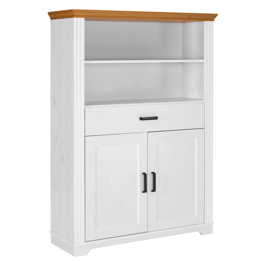 NORDIC LIVING COLLECTION Maluno vitrineskap med 2 d�rer og 1 skuff laget av heltre, hvitlakkert