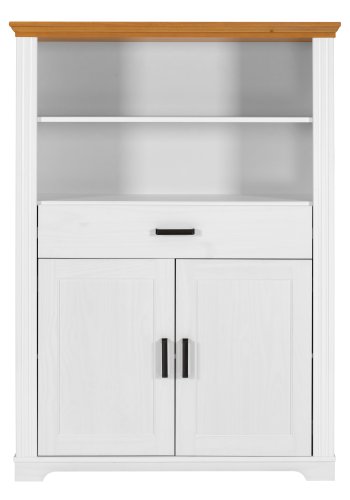 NORDIC LIVING COLLECTION Maluno vitrineskap med 2 d�rer og 1 skuff laget av heltre, hvitlakkert