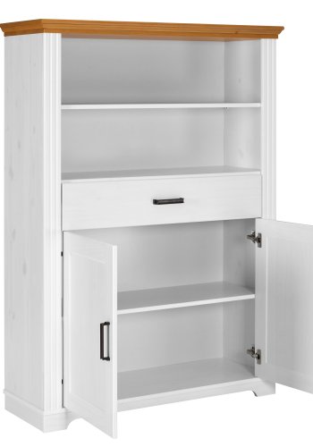 NORDIC LIVING COLLECTION Maluno vitrineskap med 2 d�rer og 1 skuff laget av heltre, hvitlakkert