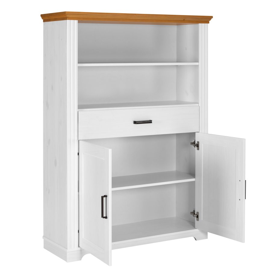 NORDIC LIVING COLLECTION Maluno vitrineskap med 2 d�rer og 1 skuff laget av heltre, hvitlakkert