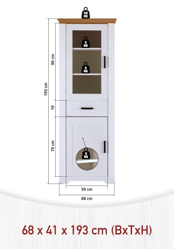 NORDIC LIVING COLLECTION Maluno s�ylevitrineskap med 2 d�rer og 1 skuff laget av heltre, hvitlakkert