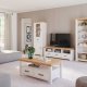 NORDIC LIVING COLLECTION  TV-sk�p Maluno vit med 3 l�dor i massivt tr&auml;, vitlackerad