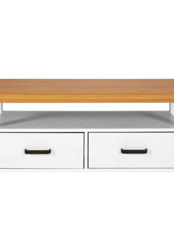 NORDIC LIVING COLLECTION Maluno soffbord, vitt, med 2 l�dor, tillverkat av massivt tr�, vitlackerat