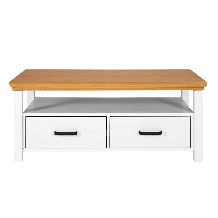 NORDIC LIVING COLLECTION Maluno soffbord, vitt, med 2 l�dor, tillverkat av massivt tr�, vitlackerat