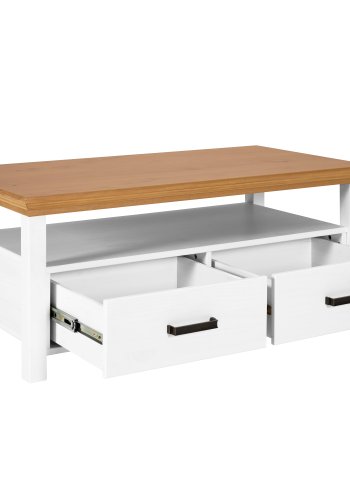 NORDIC LIVING COLLECTION Maluno soffbord, vitt, med 2 l�dor, tillverkat av massivt tr�, vitlackerat