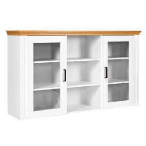 NORDIC LIVING COLLECTION Maluno vitrineskap med 2 d�rer og hyller laget av heltre, hvitlakkert