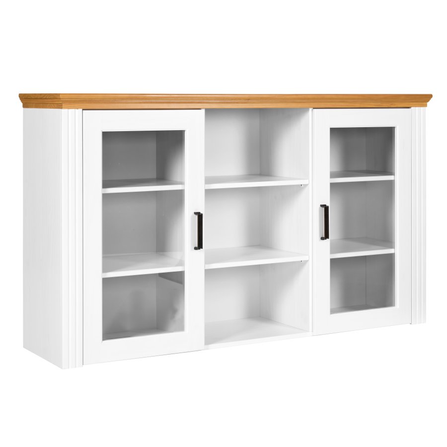NORDIC LIVING COLLECTION Maluno vitrineskap med 2 d�rer og hyller laget av heltre, hvitlakkert