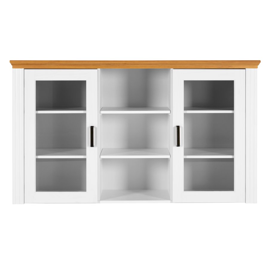 NORDIC LIVING COLLECTION Maluno vitrineskap med 2 d�rer og hyller laget av heltre, hvitlakkert